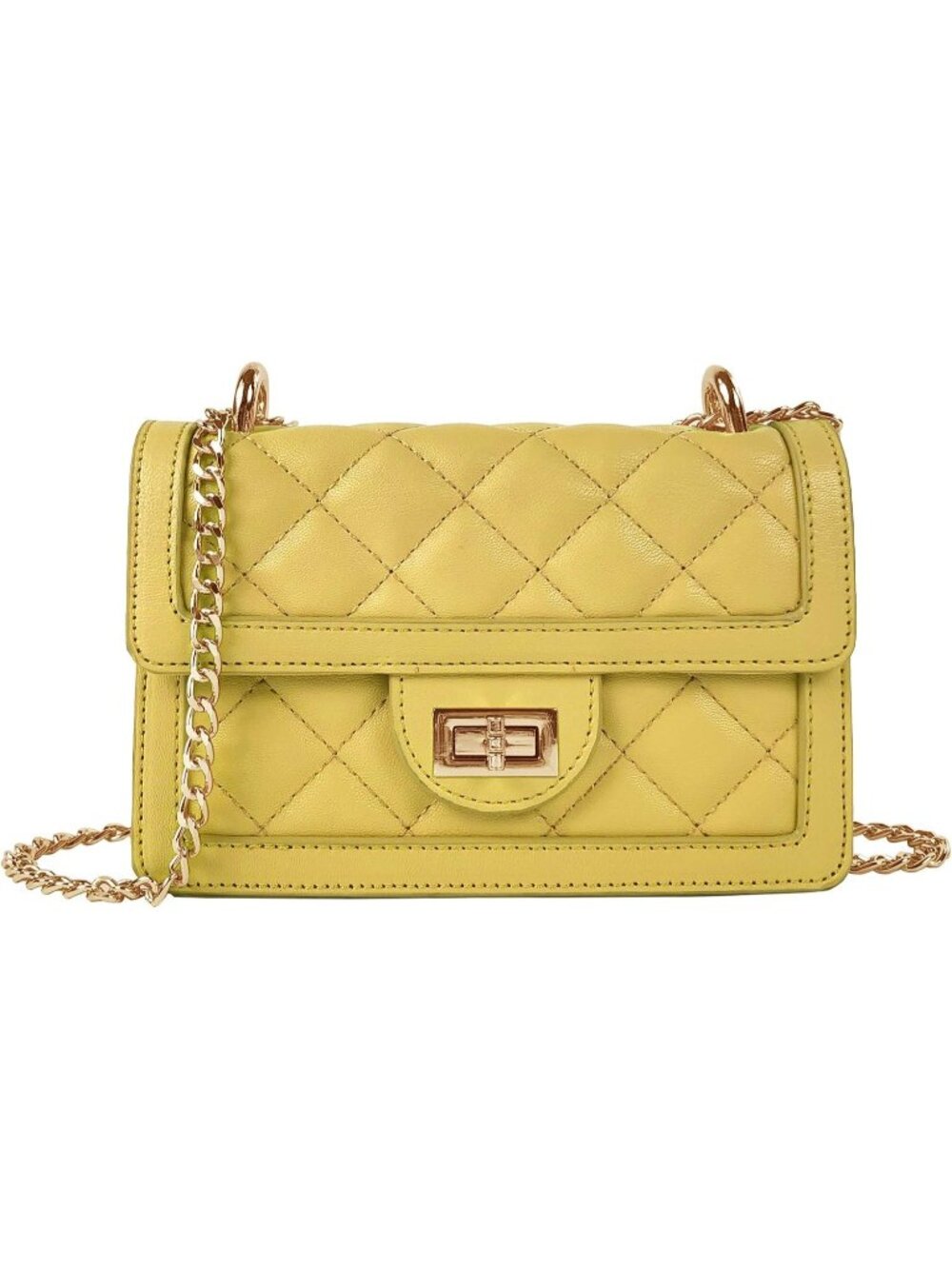 Women's Yellow Quilted Mini Small Shoulder Wallet Purse Crossbody Bag
